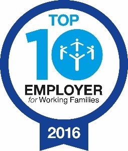 Logo for being a top ten employer for Working families