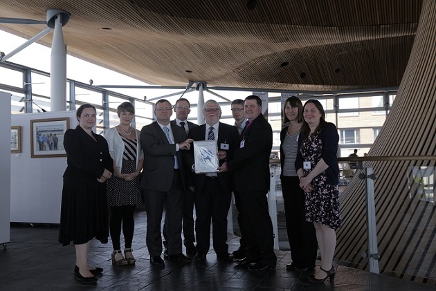Members of Friends of Bridgend Youth Music handing over their petition: To Protect the Future of Youth Music in Wales.