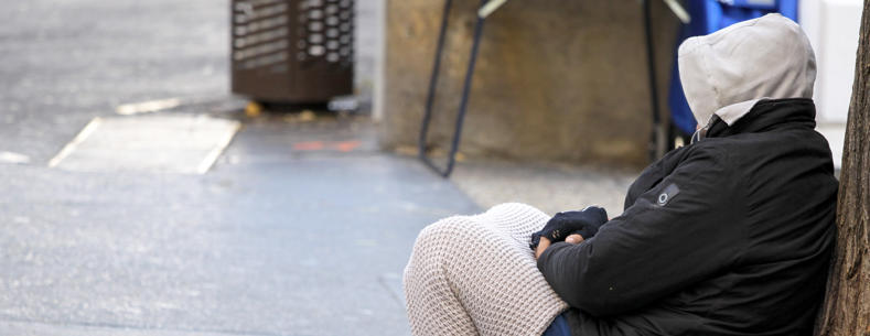 A homeless person on the street